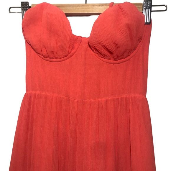 TULAROSA Tinsley Tiered Crepe Maxi Dress In Coral Size XXS - Picture 7 of 13